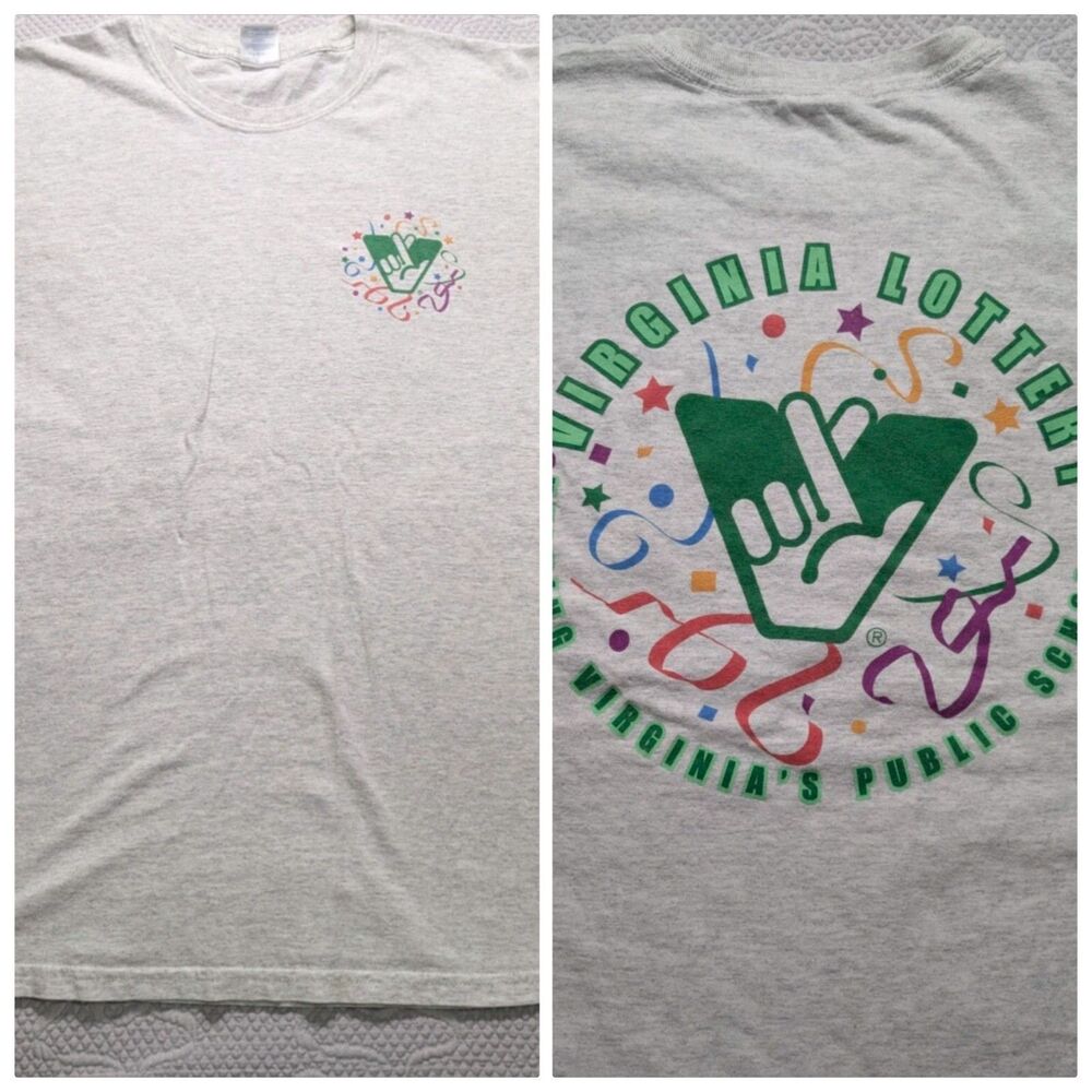 Virginia Lottery T Shirt XL Double Sided Unisex **FLAWED**